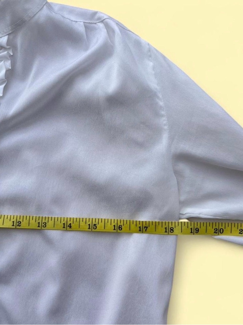 Women's White Ruffled Button-Front Blouse - Picture 7 of 8